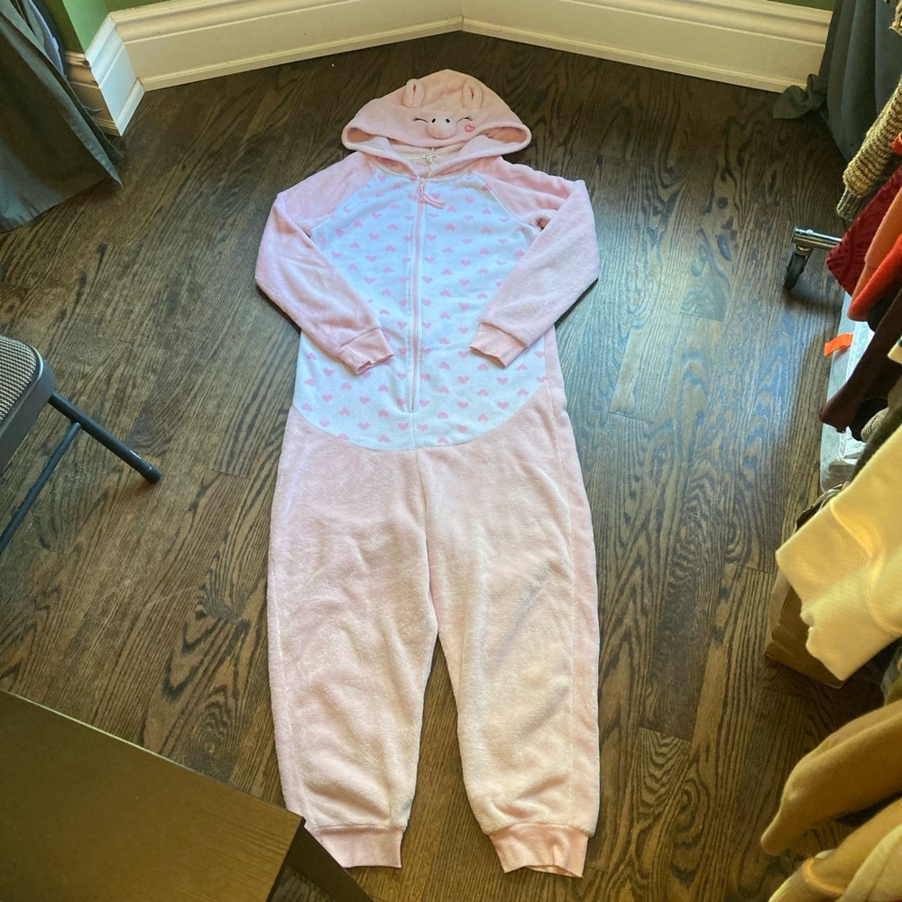 Women's Ardene Pink Pig Pajama Jumpsuit Size S